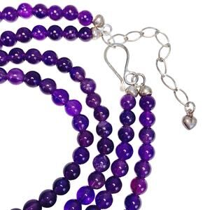 Signed Jay King DTR Amethyst Sterling Silver Double Strand Multi Strand Necklace